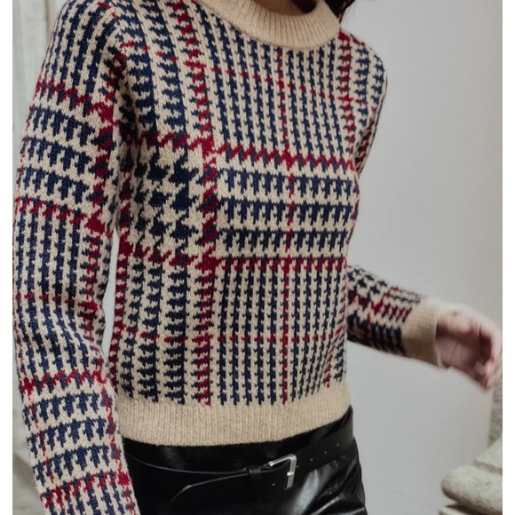 Zara NWT houndstooth wool jumper sweater 0021/110 - Picture 9 of 13